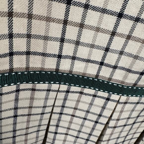 Tailor New York Tan Y2K Zipper Back Bow Accent Pleated Check Hem Skirt Size 4 - Picture 4 of 8